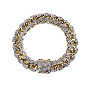 Hip Hop Iced Out Bracelet Cuban Chain Zircon Bracelet For Men